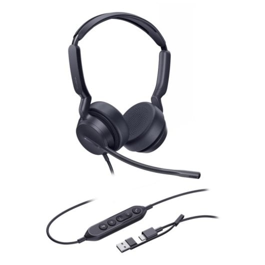 Auriculaires Yealink UH42 Dual UC filaires USB-C/USB-A pour appels et musique, noir