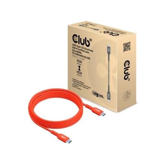Câble USB Club 3D CAC-1573 2m Type-C 240W USB 2.0 Charge rapide