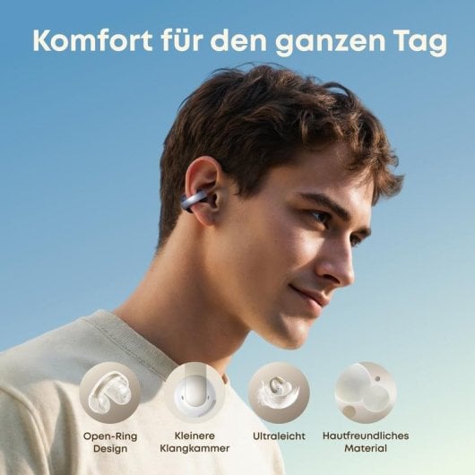 Auriculaires Soundcore AeroClip sans fil Bluetooth TWS sport micro contrôle tactile bleu