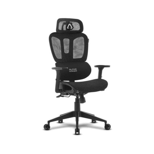 Chaise de bureau Alpha Gamer Luna V2 ergonomique noire, maille, support magnétique
