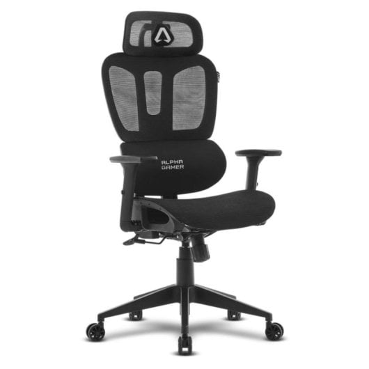 Chaise de bureau Alpha Gamer Luna V2 ergonomique noire, maille, support magnétique