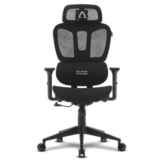 Chaise de bureau Alpha Gamer Luna V2 ergonomique noire, maille, support magnétique