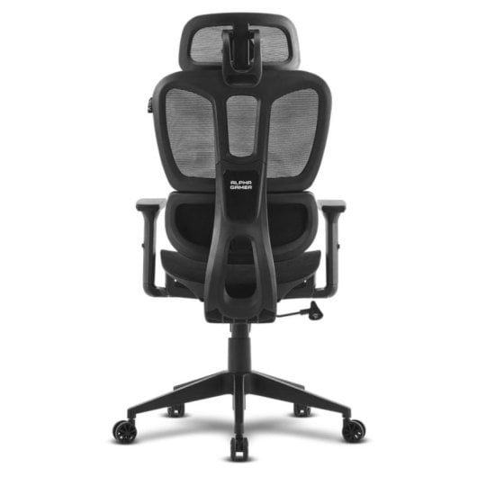 Chaise de bureau Alpha Gamer Luna V2 ergonomique noire, maille, support magnétique