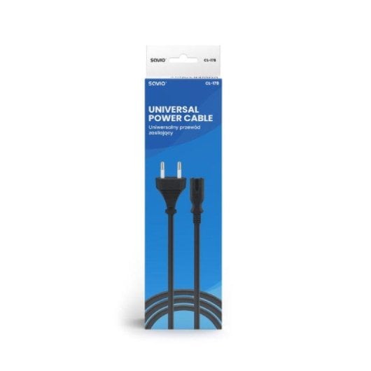 Cable de alimentación Savio CL-178 angular 5 m 2 pines negro 2,5A IEC C7