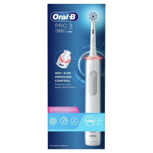 Brosse à dents électrique Oral-B Pro 3 3000 Sensitive Clean contrôle pression