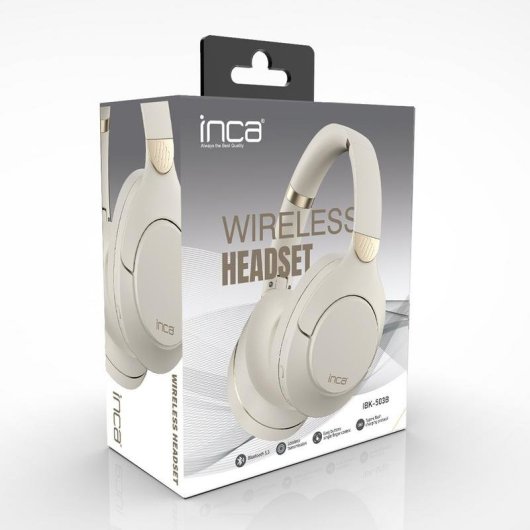 Auriculares INCA IBK-503B inalámbricos Bluetooth para llamadas y música con micrófono blanco