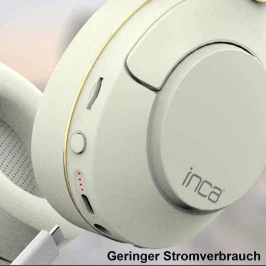 Auriculares INCA IBK-503B inalámbricos Bluetooth para llamadas y música con micrófono blanco