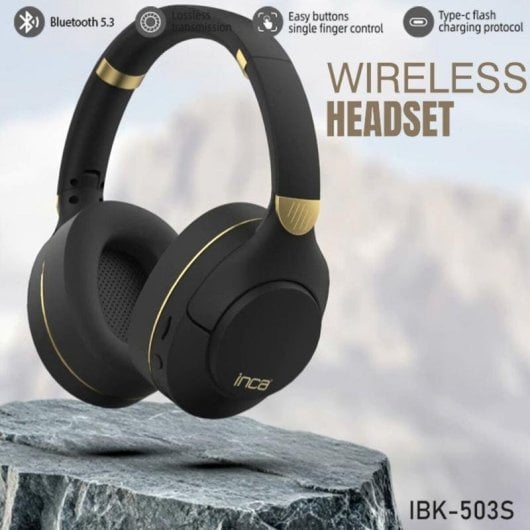 Auriculares INCA IBK-503S inalámbricos Bluetooth para llamadas y música, micrófono integrado, color negro