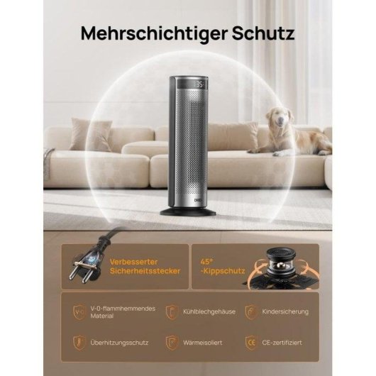 Chauffage Ceramique Dreo DR-HSH028 2000W Silencieux avec Télécommande