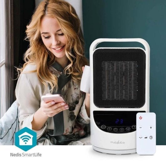 Calefactor Cerámico Nedis HTFA22WTW 1500W Wifi Control Remoto