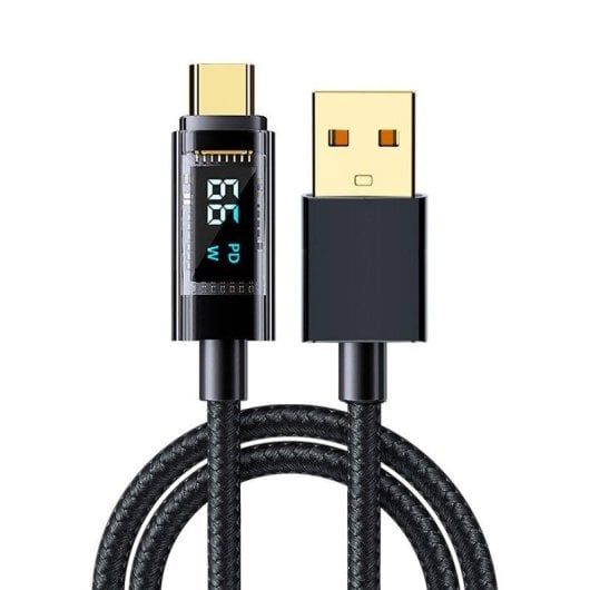 Câble USB 2.0 Dam Electronics USB-C 66W 6A Charge rapide Écran LED 1,2m