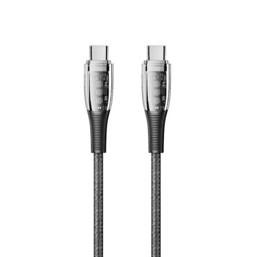 USB-C Kabel Dam Electronics 2m PD60W LED Nylon Ummantelung Nickel