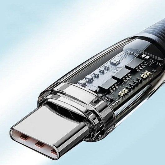 USB-C Kabel Dam Electronics 2m PD60W LED Nylon Ummantelung Nickel