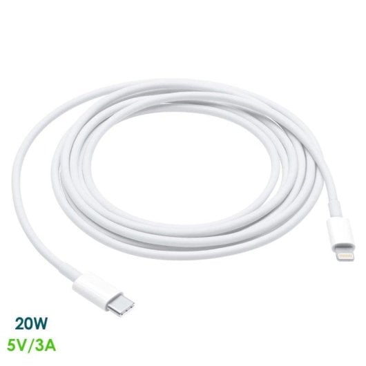 Câble USB-C vers Lightning Dam Electronics 2m 3A 20W Charge rapide