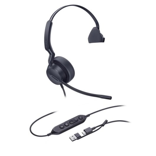 Auriculaires Yealink UH44 Mono Teams filaires USB-C/USB-A pour bureau avec micro, noir