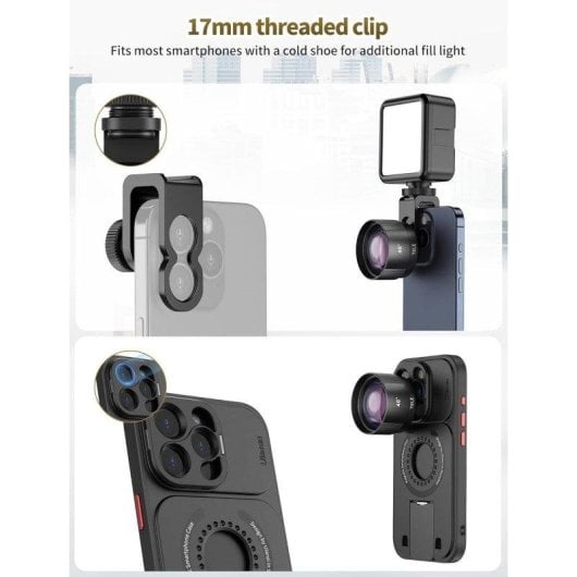 Lente macro Ulanzi CL-003 per smartphone 75mm 10x visione 110° alluminio