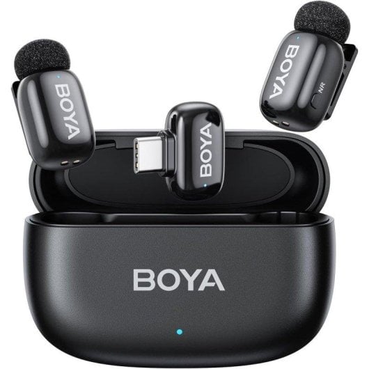 Micrófono BOYA Mini 2 inalámbrico USB-C omnidireccional con cancelación de ruido AI