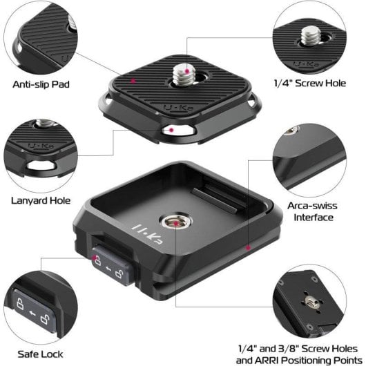 Plaque de libération Ulanzi UKA01 F38 aluminium 20kg montage rapide