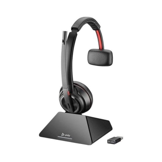 Auriculares Poly Savi 8210 inalámbricos DECT para oficina con Cancelación de Ruido, monoaurales, negros