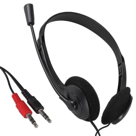 Auriculaires IGGUAL EASY CALL filaires Jack 3,5 mm pour bureau et appels avec micro rabattable, noir