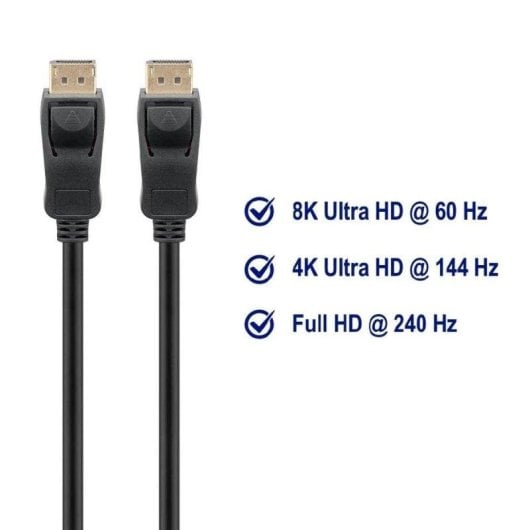 Cabo DisplayPort Ewent EC1415 2.0 8K 60Hz 1m Preto gaming HDR