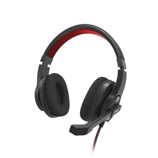Casque Hama HS-USB400 V2 filaire USB-A pour bureau avec microphone et contrôle du volume, noir/rouge
