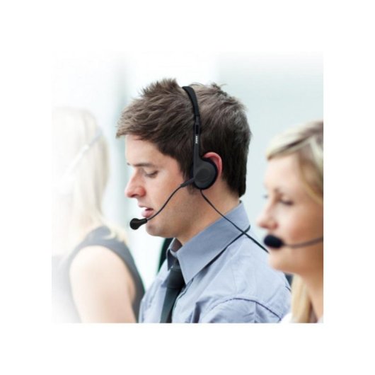 Auriculares Port Designs 901603 com fio Jack 3,5 mm uso escritório com microfone preto