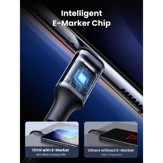 Câble USB-C Ugreen US316 0,5m 5A Charge rapide et transfert 480 Mo/s Noir