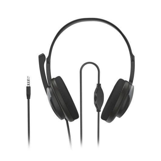 Auriculares Hama HS-P100 V2 avec fil Jack 3,5 mm pour bureau et PC, micro perche, noir et argent