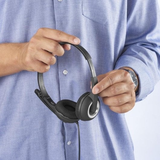 Casque Hama HS-P150 V2 filaire jack 3,5 mm pour bureau avec micro et commande sur fil noir