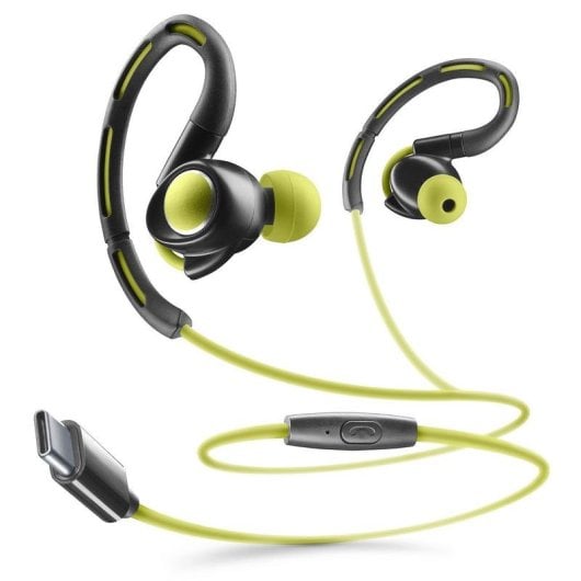 Auriculares Cellularline SPORT con cable USB-C In-Ear para sport, micro, résistants à l'eau, jaunes