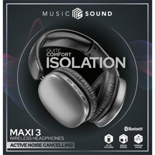 Auriculaires Music Sound MAXI3 Sans Fil Bluetooth ANC Utilisation Polyvalente Microphone Noir