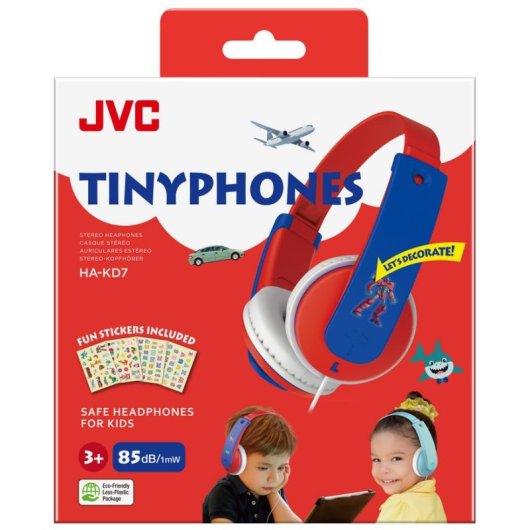 Auriculares JVC HA-KD7 filaires Jack 3.5 mm pour enfants volume limité bleu et rouge