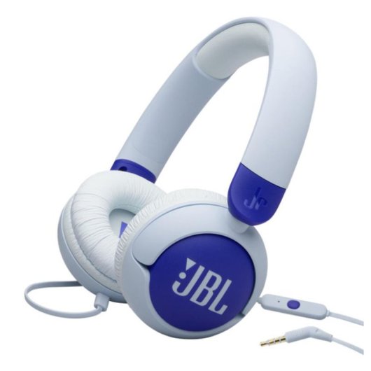 Auriculares JBL Junior 320 com fio Jack 3.5 mm para crianças com microfone azul