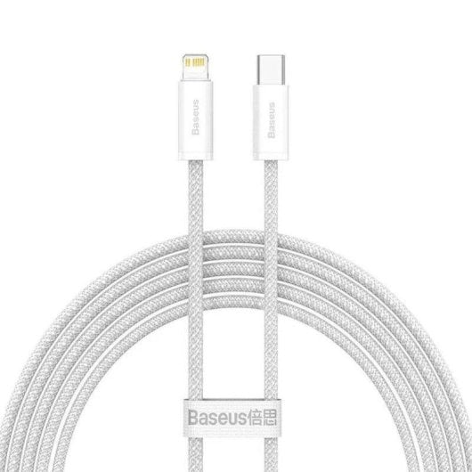 Câble Lightning Baseus CALD000102 2m USB-C 20W Nylon Blanc