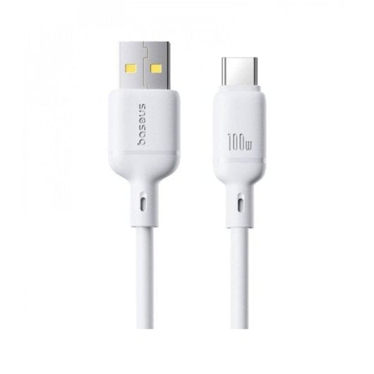 Câble Baseus Silky Series USB-A vers USB-C PD 100W 1m Blanc