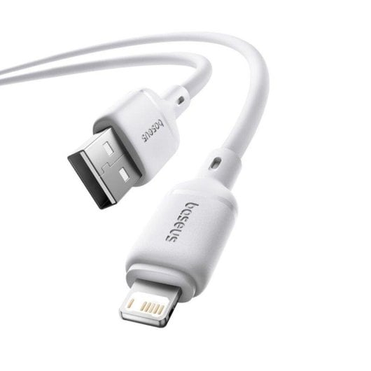 Cabo Baseus Silky Series USB-A Lightning 2.4A 1m Branco alta resistência