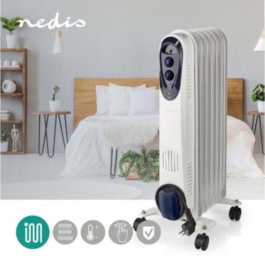 Ölradiator Nedis HTOI30WT7 1500W 7 Elemente Weiß Überhitzungsschutz