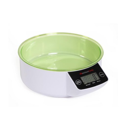 Balance de cuisine MELCHIONI FAMILY Allegra WV 5 kg LCD bol vert blanc
