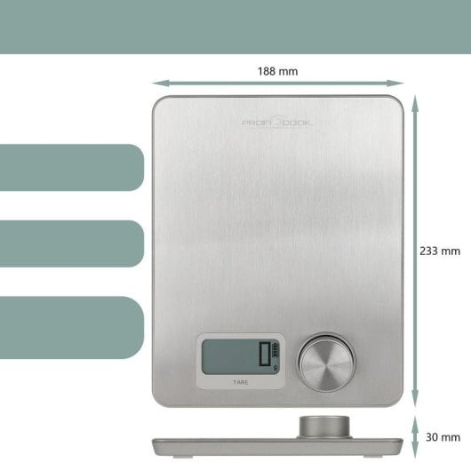 Küchenwaage ProfiCook PC-KW 1263 Edelstahl 5 kg LED Anzeige Tara Funktion