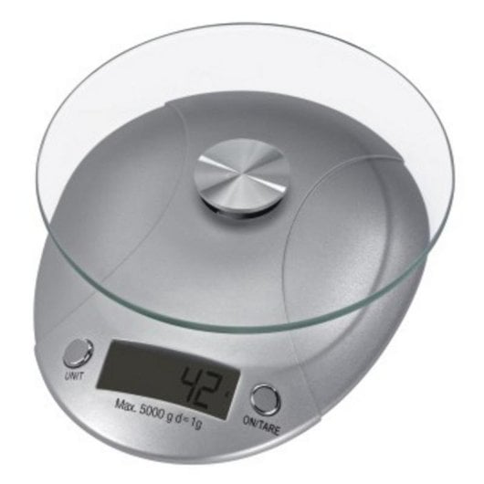 Küchenwaage XAVAX Milla 5 kg Silber LCD Glasoberfläche Tara-Funktion