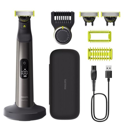 Barbero Philips OneBlade Pro QP6652/35 Cromo, 20 niveles, batería 120 min