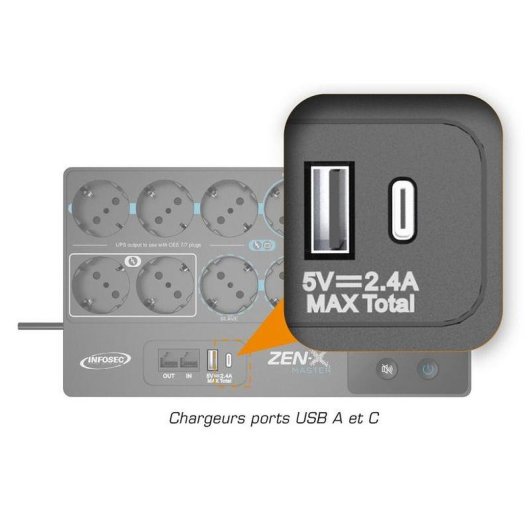 Sai Infosec 1000VA Gestionable 8 Prises Fonction Eco Protection Voltage