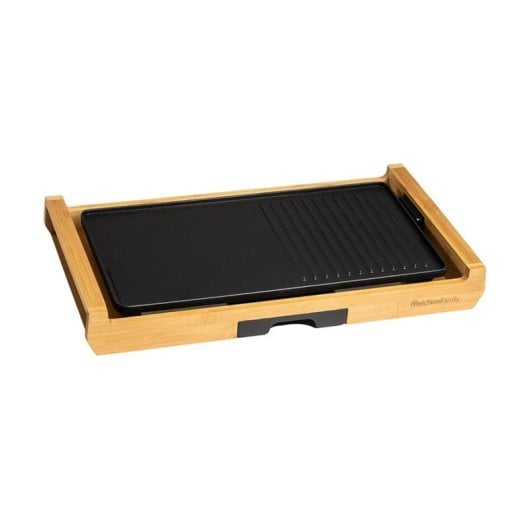 Parrilla Melchioni Bamboo Grill 1800 W Schwarz Holz abnehmbare Platten 43 x 23 cm