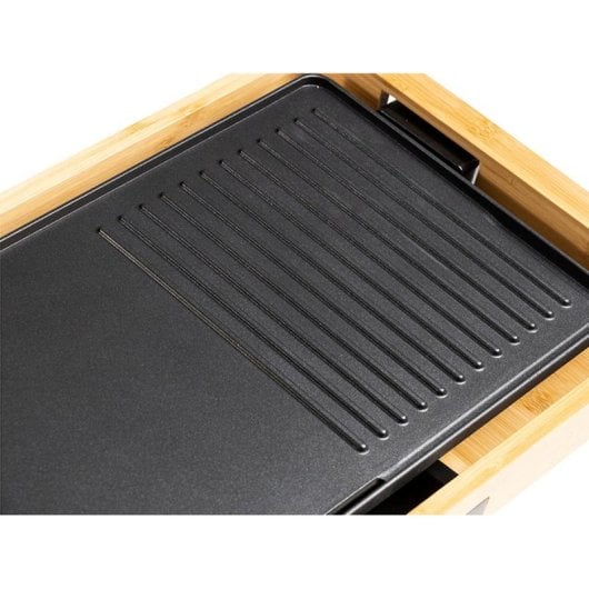Parrilla Melchioni Bamboo Grill 1800 W Schwarz Holz abnehmbare Platten 43 x 23 cm
