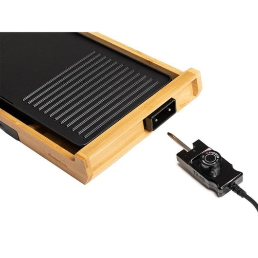 Parrilla Melchioni Bamboo Grill 1800 W Schwarz Holz abnehmbare Platten 43 x 23 cm