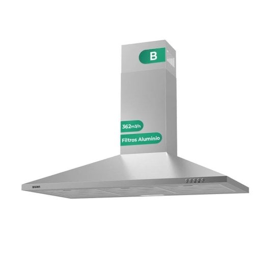 Campana extractora SVAN SCPP901BX Ducted/Recirculating 90cm inox LED