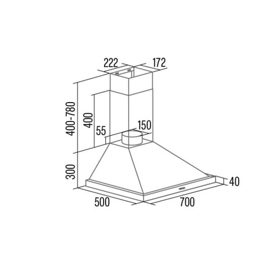 Campana extractora CATA BETA PRO 7000 X Ductada/Recirculación 70cm inox LED silenciosa