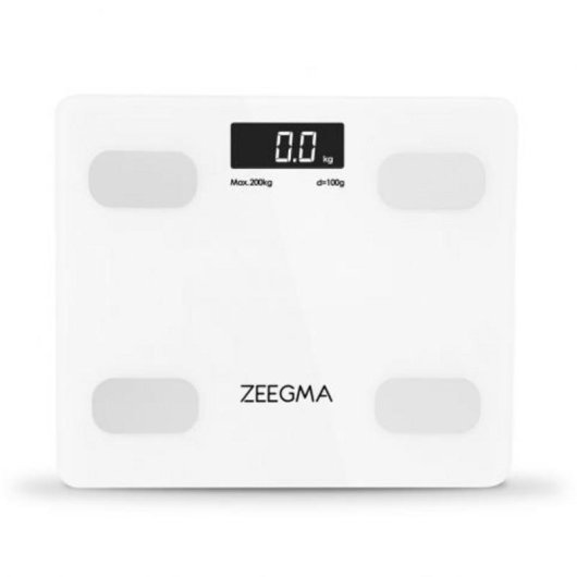 Balance intelligente ZEEGMA GEWIT 200 kg Bluetooth verre trempé blanc
