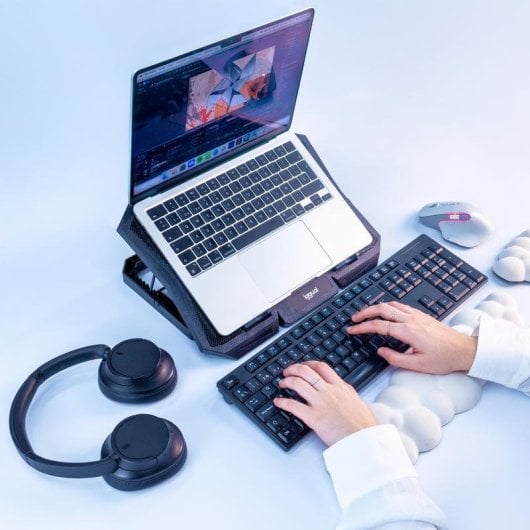 Support ordinateur portable IGGUAL RP1V17 ventilation USB 17" inclinaison ajustable